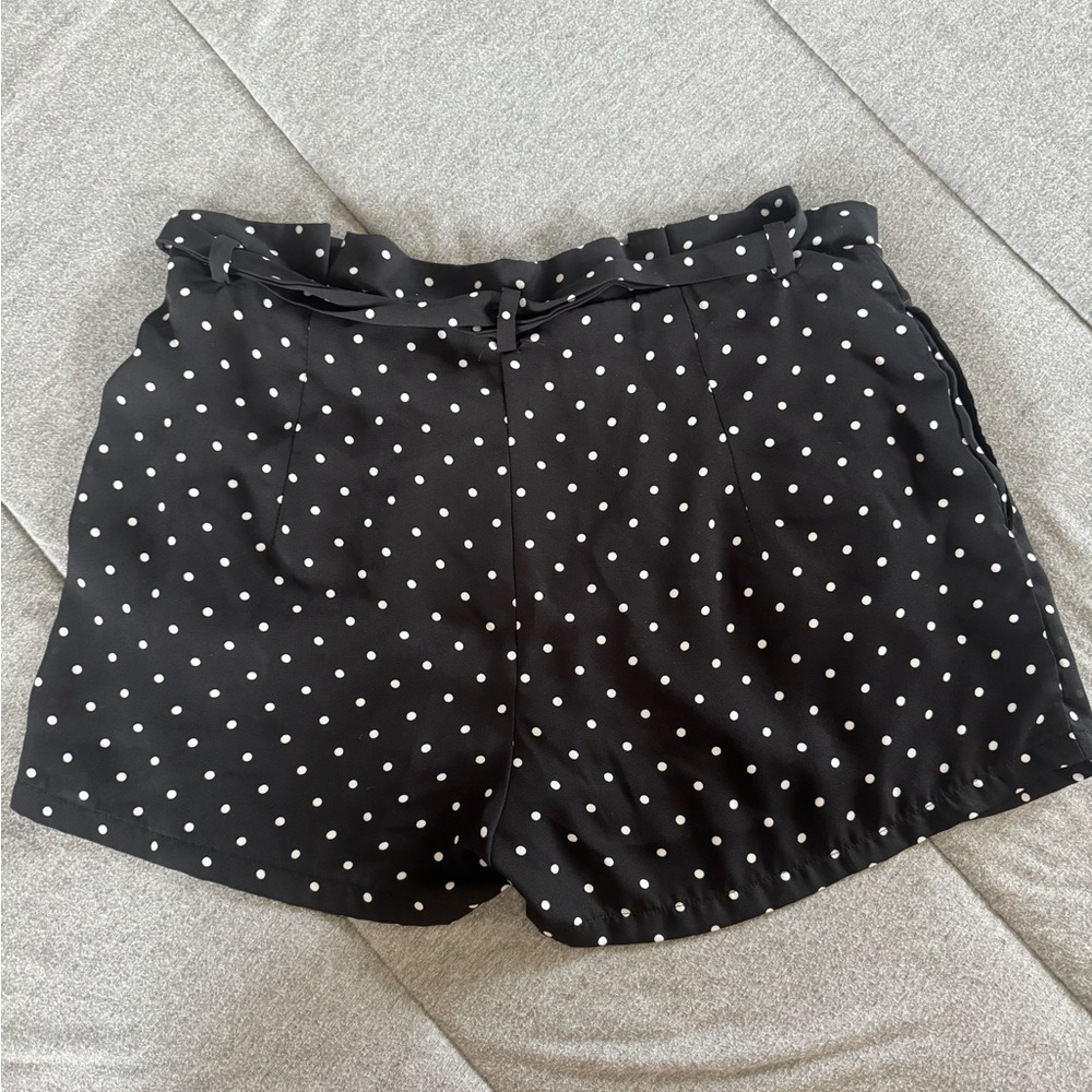 Love Tree Black and White Polka Dot High Waist Shorts